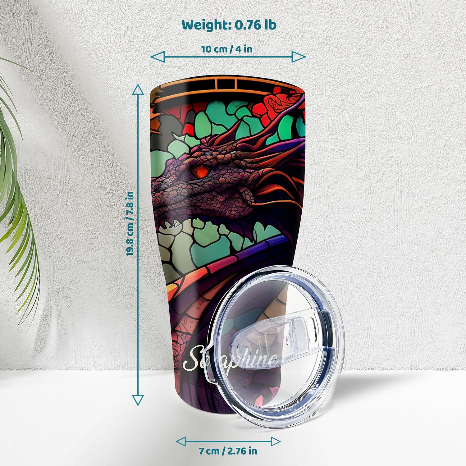 Hyturtle Personalized Dragon 30 oz Tumbler - Birthday Mother's Day Gifts For Dragon Lover - Dragon Gifts for Women - Animal Lover Gifts - Custom Name 30oz Stainless Steel Tumbler Travel Cup