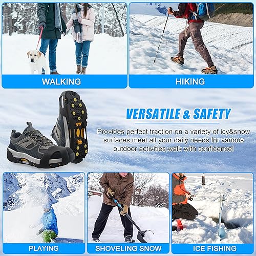 Miniatura 7 de Ice Snow Cleats for Shoes Boots Non Slip Ice Cleats Overshoe for Walking on Snow and Ice Rubber Crampons with 10-Stud Ice Rubber Cleats Slip-on