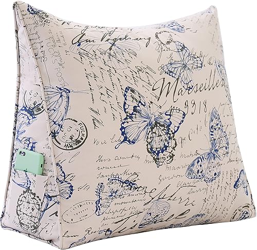 Miniatura 2 de YXCSELL Almohada de cuña para respaldo, almohada de almohada con estampado, almohada de lectura triangular pequeña para sentarse en la cama, soporte