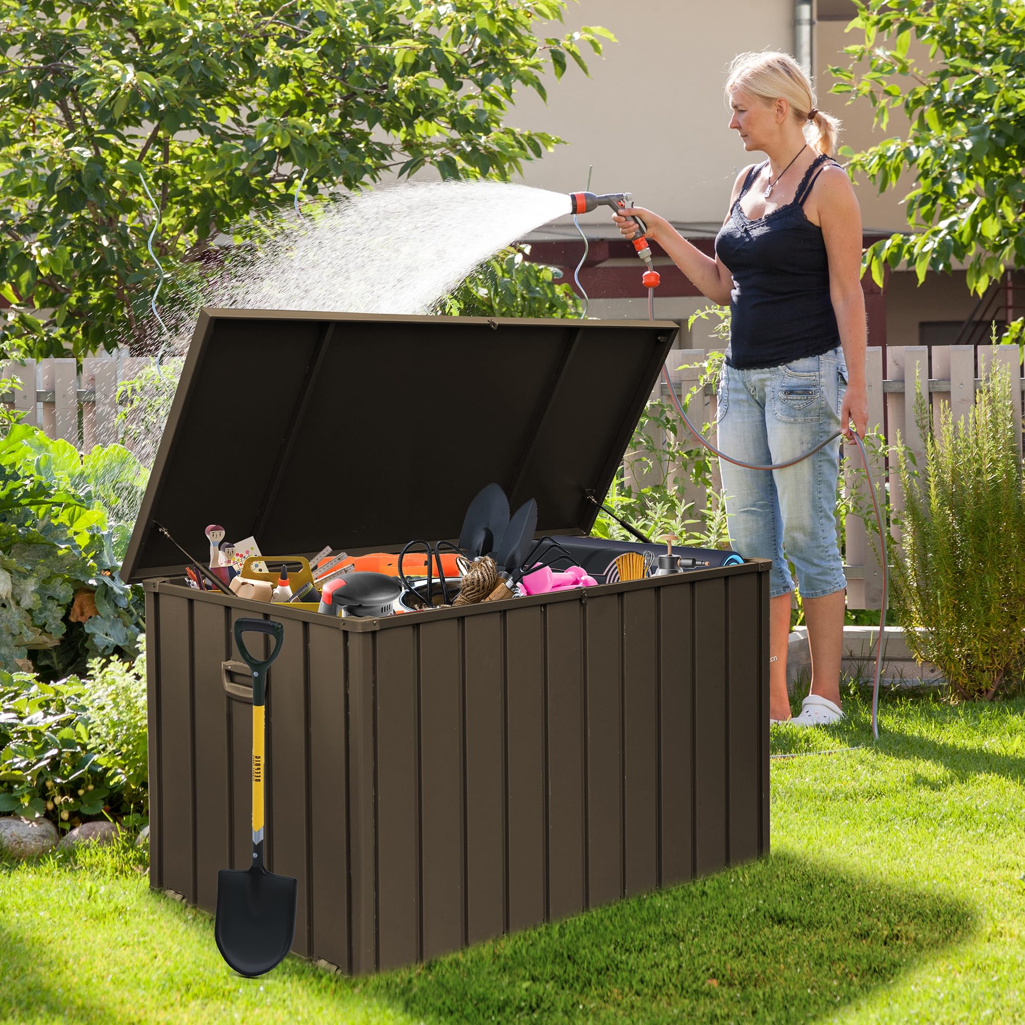 200 Gallon Steel Deck Box SHPAI 200-Gallon Metal Deck Box