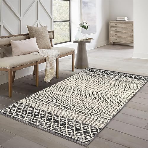 Miniatura 7 de Nailttos Alfombra marroquí de 4 x 6 pies para sala de estar, ultra suave, antideslizante, retro, alfombra de área grande, lavable a máquina,