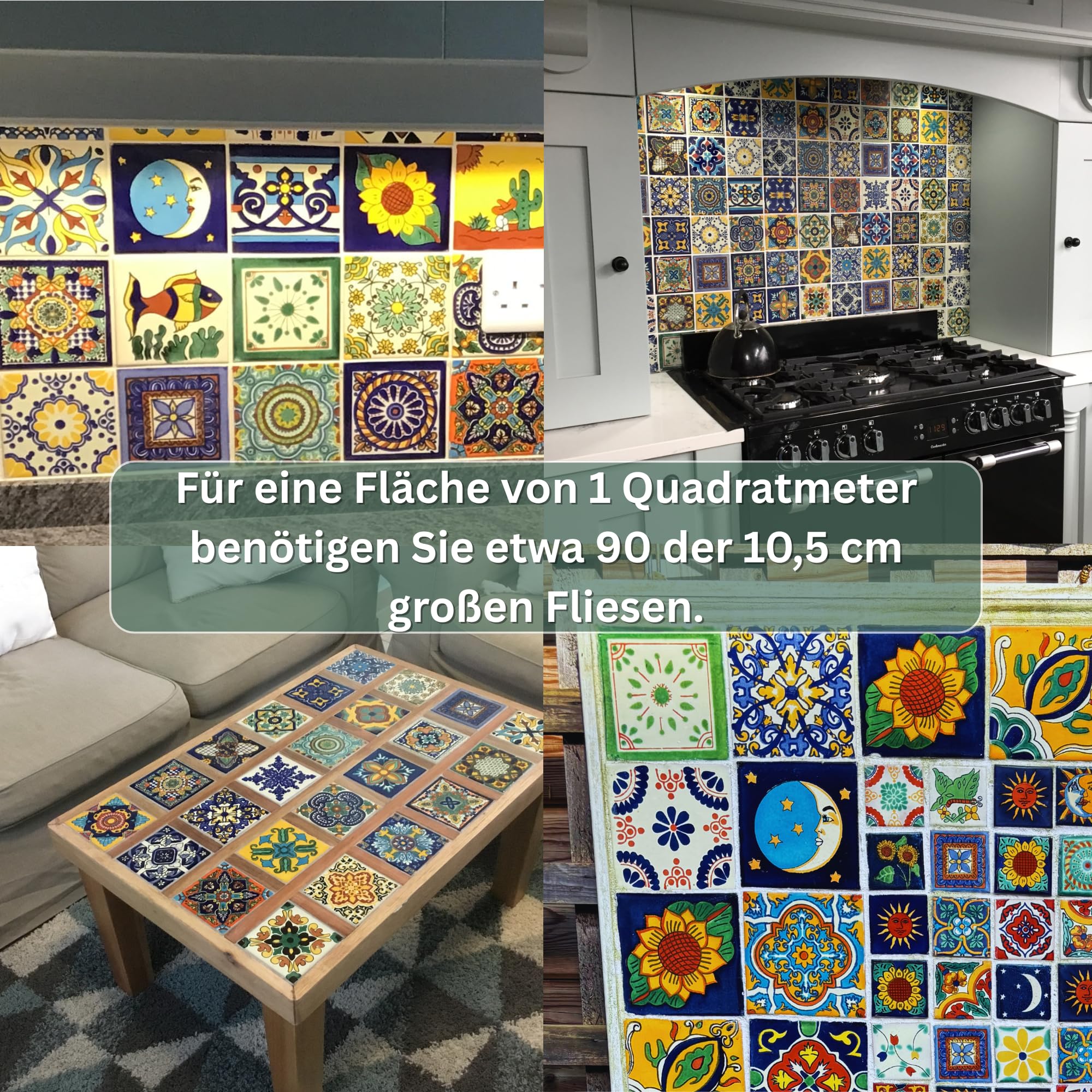 Tumia LAC Handgefertigte Mexikanische Talavera Fliesen Authentischer Stil Pacho Keramikfliesen für Kunsthandwerk, Küchenrückwand, Wandfliesen und Heimwerker Projekte