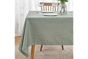 Green Linen Tablecloth: 52 x 70 Inch Rectangle Table Cover