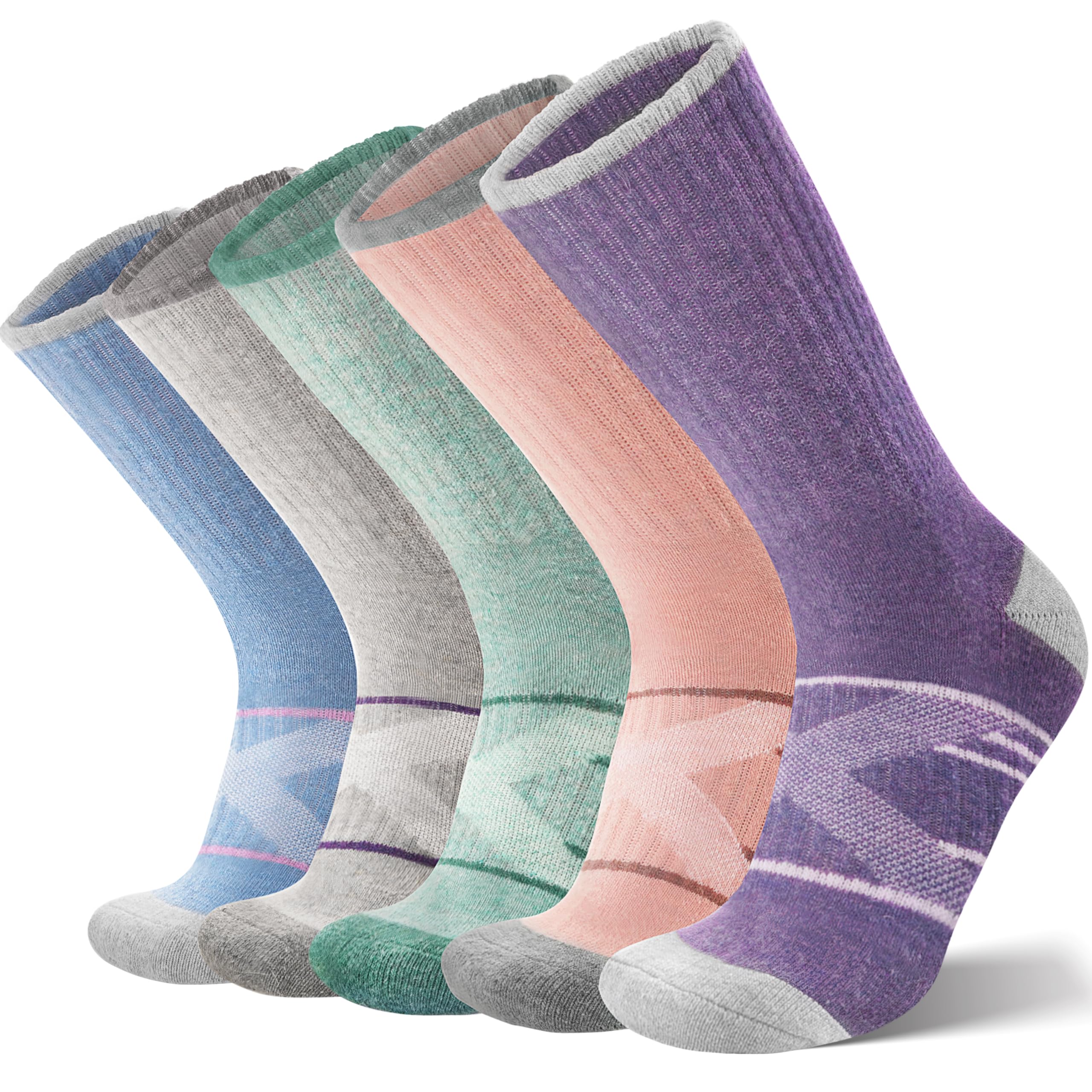 ANTSANG 5 Pairs Merino Wool Hiking Socks for Men & Women Thermal Winter Warm Moisture Wicking Cushion Boot Socks