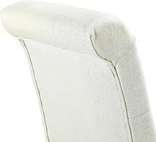 Miniatura 16 de Topeakmart Silla de comedor tapizada de tela clásica, 2 piezas, con respaldo alto, sillas de comedor acolchadas con patas de madera para el hogar y