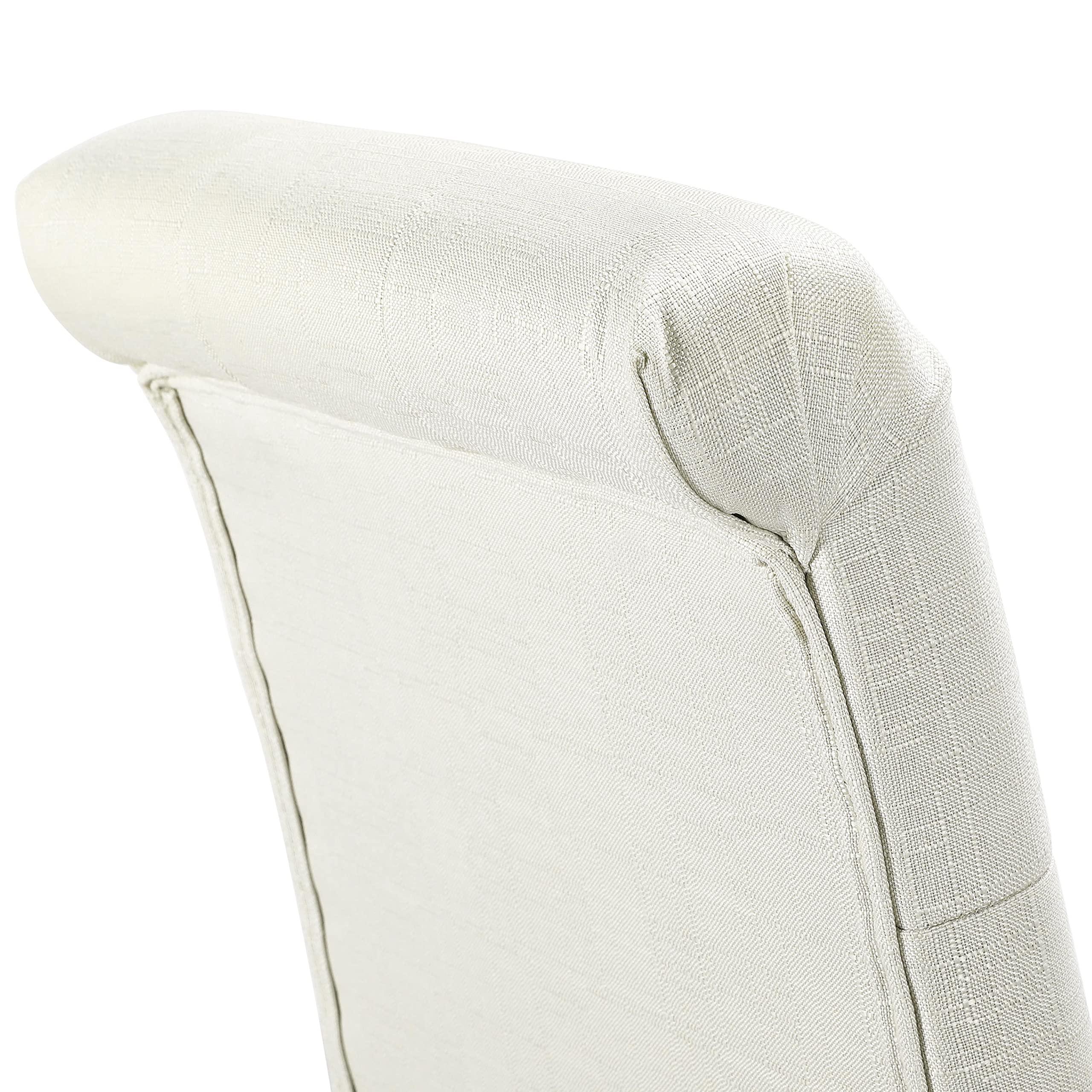 Yaheetech Set 6 Sedie Imbottite Sala da Pranzo con Schienale Alto Sedia da Cucina Gambe in Legno Sedie Eleganti Massello con Bottoni per Soggiorno Camera da Letto Beige/Tessuto