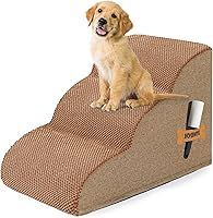 Vista 20 de Escaleras para perros Romrol, rampa para camas y sofás, escalones extra anchos para mascotas con cubierta duradera impermeable y antideslizante