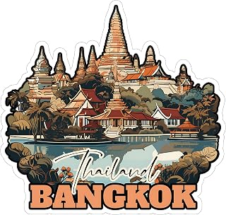 Bangkok Thailand Sticker 4 Inch City Travel Souvenir Destination - Waterproof Vinyl Decal for Laptop Water Bottle Car Tumbler - Durable Aesthetic Long-Lasting Stickers for Adults ID44990