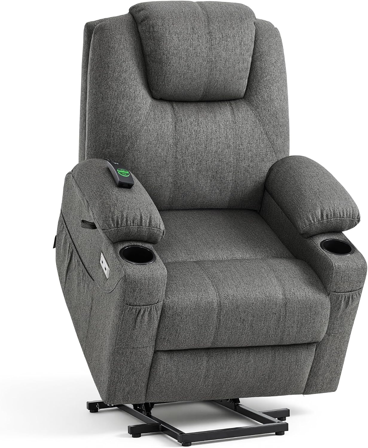 MCombo Power Lift Recliner Chair for Elderly 7141(Grey, Small) | Heat and Massage, Breathable Fabric, USB& Type C Charging Port, FSC Certified, Multiple Sizes