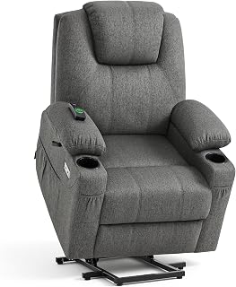 MCombo Power Lift Recliner Chair for Elderly 7141(Grey, Small) | Heat and Massage, Breathable Fabric, USB& Type C Charging Port, FSC Certified, Multiple Sizes