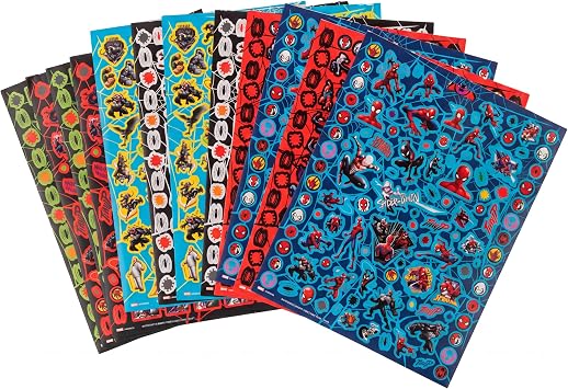 Marvel Spiderman Sticker Book for Kids, 1200+ Stickers, 14 Sheets, Puffy | Spiderman Sticker Set for Arts & Crafts, Birthday, Party Favors, Water Bottle, Scrapbook, Gifts & School, Fun Travel Activity