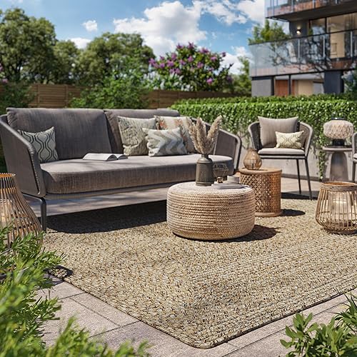 Miniatura 6 de BELLEZE Alfombra moderna de color liso para interiores y exteriores, alfombra decorativa para patio, sala de estar o cocina, estilo bohemio de lujo