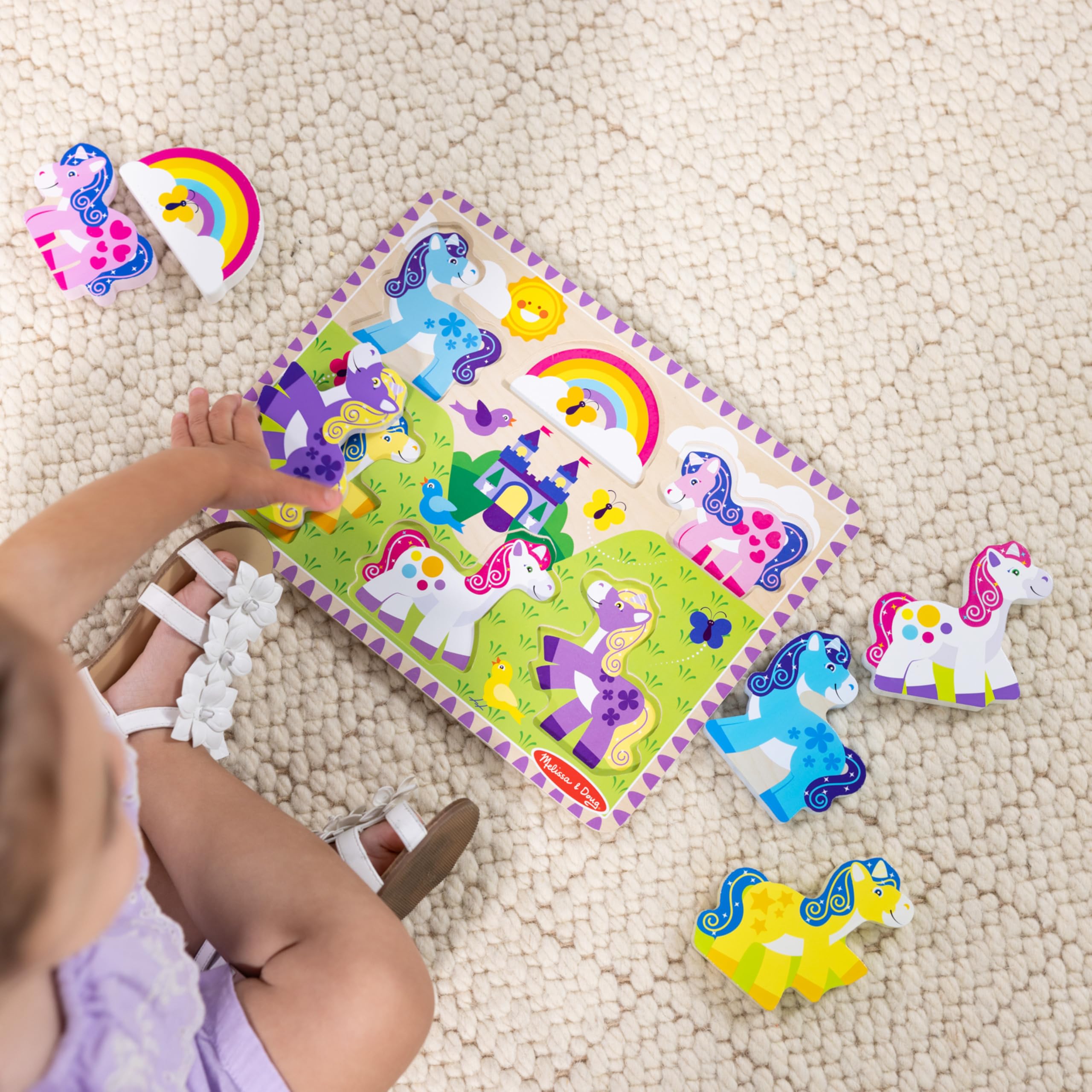 Melissa & Doug Sea Creatures Ocean Wooden Chunky Puzzle - 7 Pieces, Multi-color - Image 2
