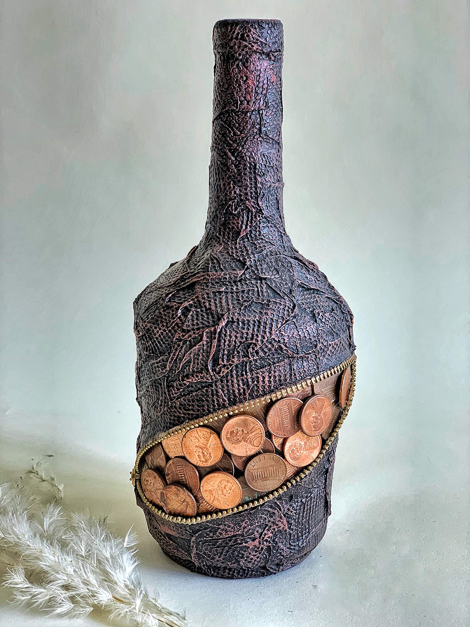 Decorated Bottles. Wine Glass Bottles. Decoupage Bottles. Home Decor. Centerpieces. Vases. Handmade Art. Displays. Shelf Decorations. Table Display. Unique Gift.