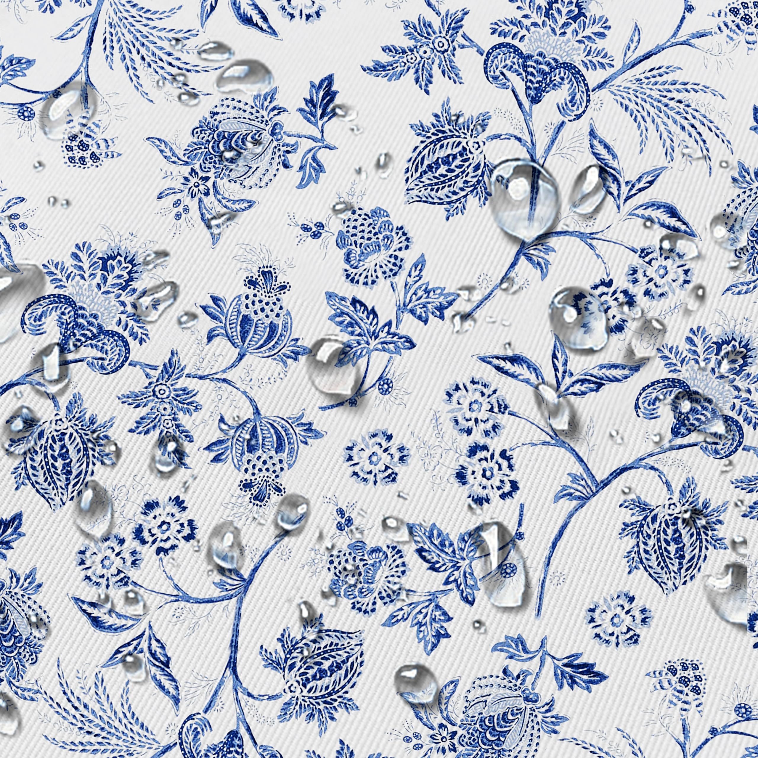 Blue Floral Oval Tablecloth, 60x84 Inch, Blue and White French Country - Image 4