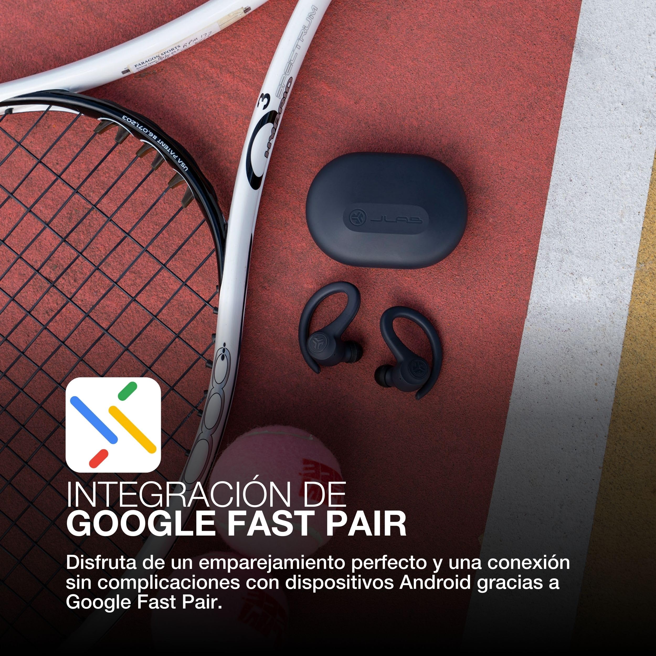 JLab Go Air Sport+ Auriculares Bluetooth Deportivos - 35h+, Grafito | Auriculares Inalámbricos Deportivos, Auricular Deportivo IP55 Resistente al Sudor, Audífonos Inalámbricos