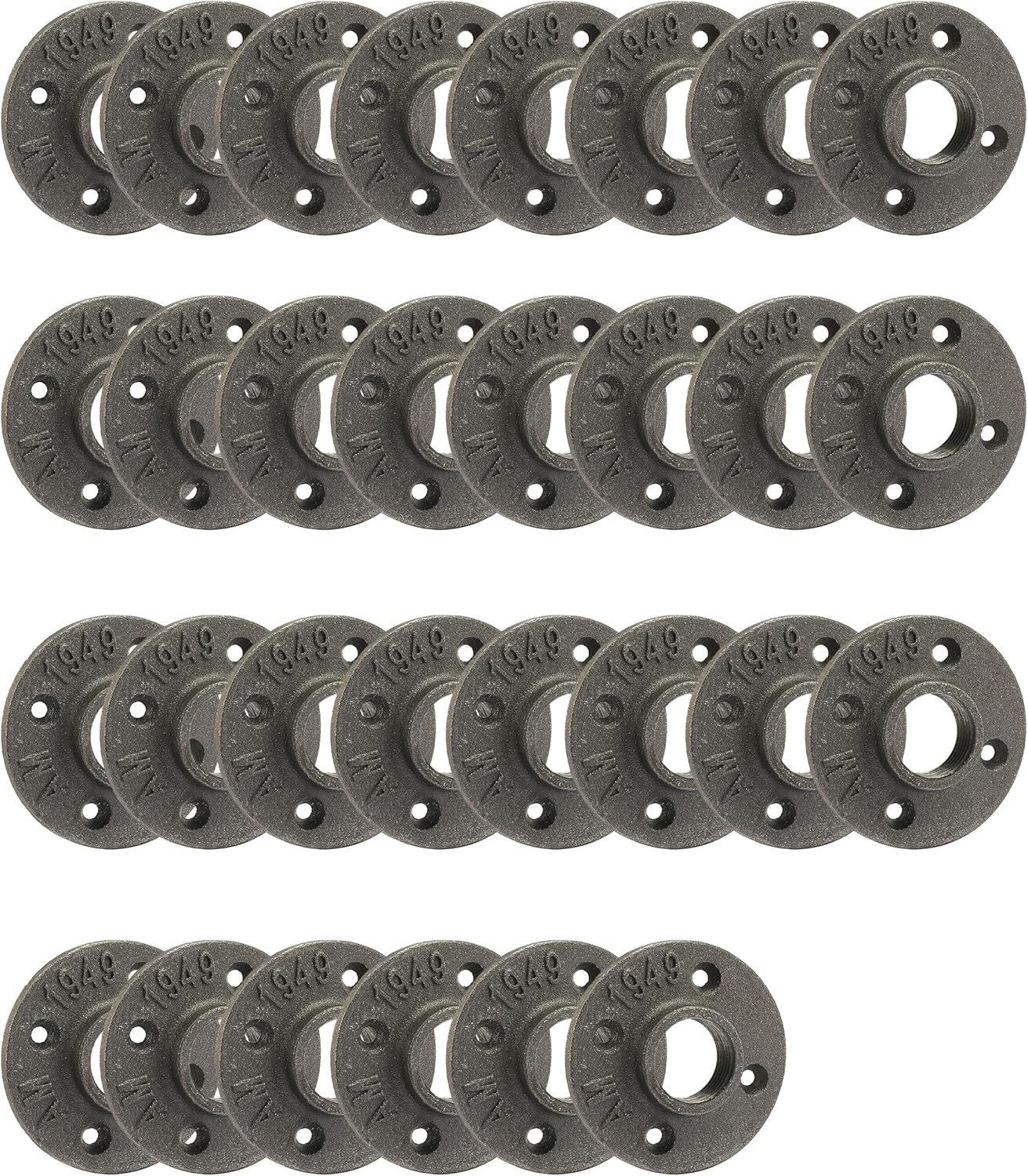 1" Floor Flange, Home TZH 30 Pack Malleable iron Pipe Flange for Industrial vintage style, Flanges with Threaded Hole for DIY Project/Furniture/Shelving Decoration (30, 1 Inch)