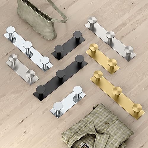 Miniatura 2 de Gatco 1288B Glam All Modern Decor Triple Hook, latón cepillado montado en la pared, estante de 3 ganchos, longitud total 11 pulgadas