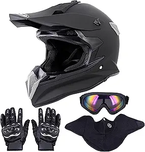 OUMURS Adult Motocross Helmet with Goggle, Gloves & Mask Dirt Bike ATV Helmet for Unisex-Adult Men Women Adjustable Sun Visor DOT/FMVSS-218 Off-Road Motorcycle Helmet Adult UTV Helmet Downhill
