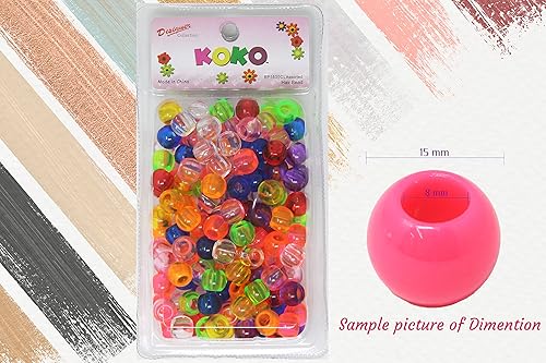 Miniatura 5 de 160 cuentas de poni de 0.472 x 0.591 in, cuentas para trenzas de cabello, cuentas para manualidades infantiles, cuentas de plástico, cuentas para