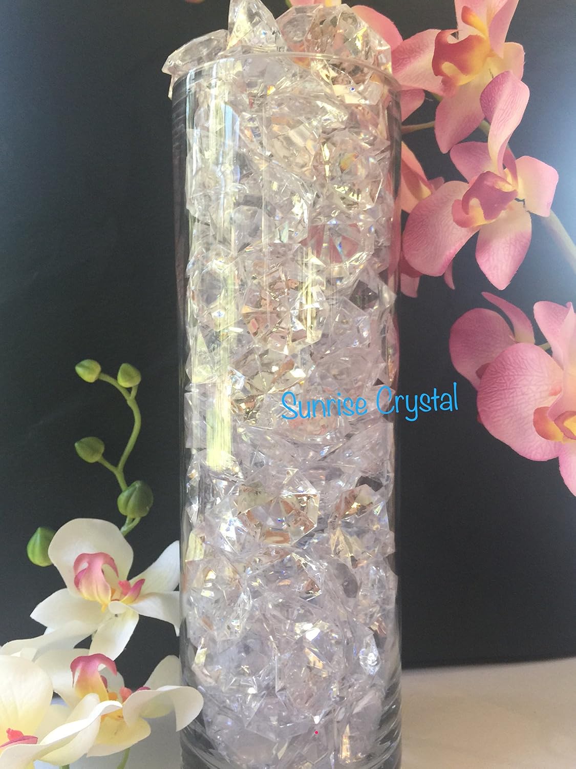 120 Pieces 1" x 1-3/8" (22 mm x 35 mm) Crystal Clear Acrylic Diamond Jewels for Party Decoration, Event, Wedding, Vase Fillers by Sunrise Crystal