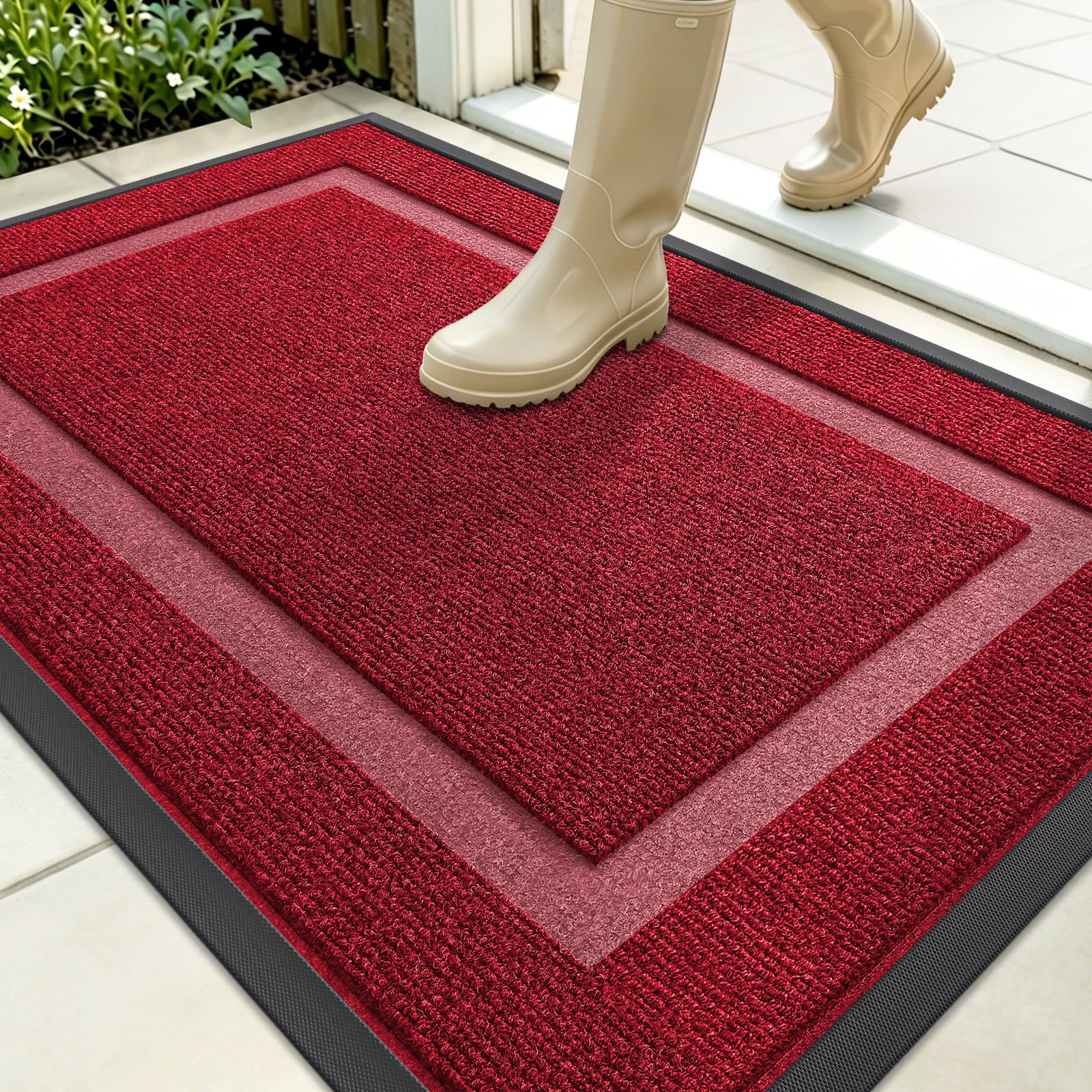 OLANLY Front Door Mat Outside 35x23, All-Season Heavy-Duty Rubber Doormat