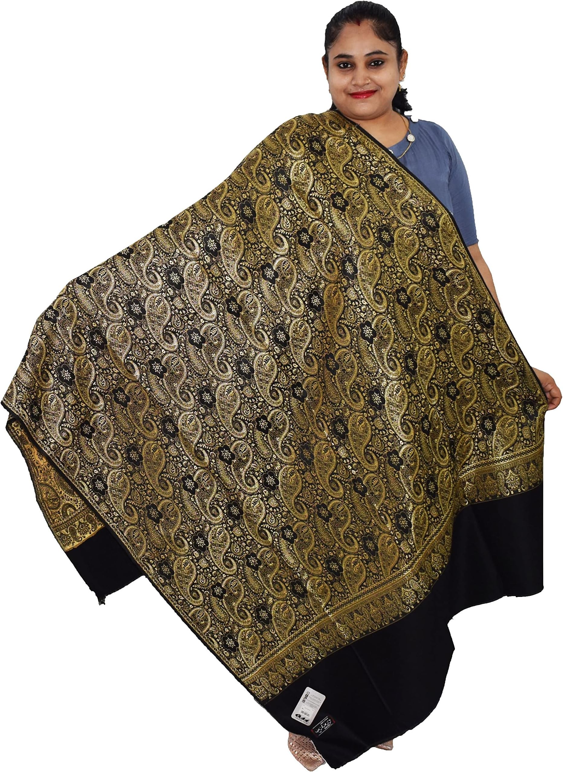 SprhaPure Wool Self Design Women Shawl Chenderi work Design Size 2.25 meter