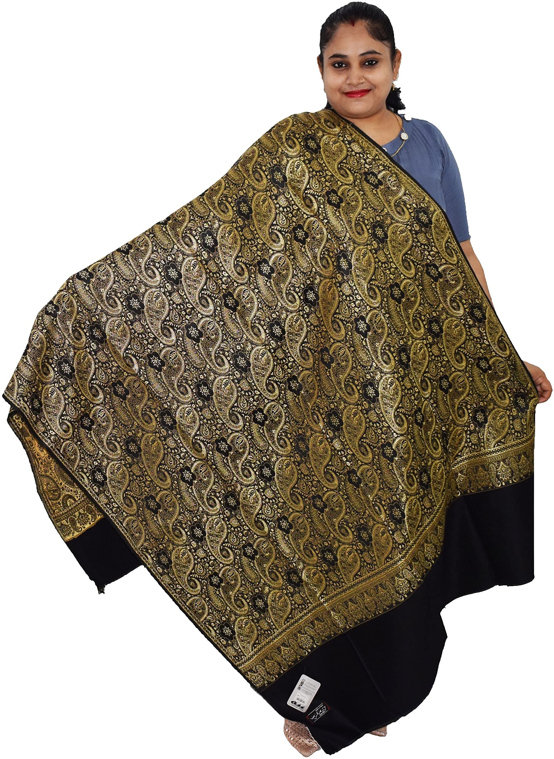 SprhaPure Wool Self Design Women Shawl Chenderi work Design Size 2.25 meter