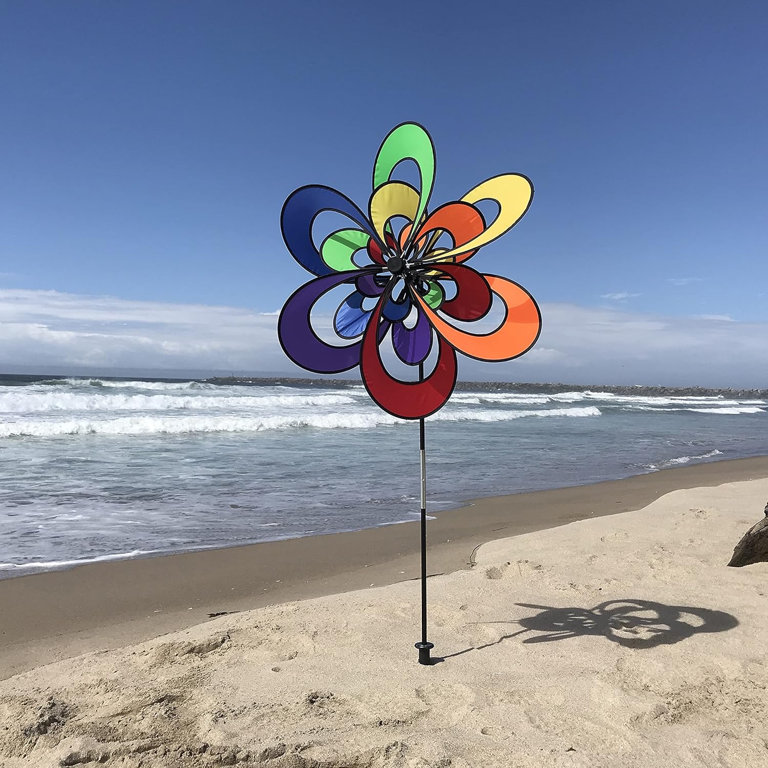 In the Breeze 2700 28 Inch Spectrum Triple Windee Wheelz-Large Wind Spinner for Your Yard or Garden, Rainbow