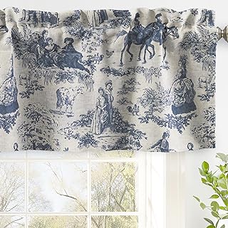 DriftAway Toile Linen Lined Valance Double Layer Thermal Room Darkening ...