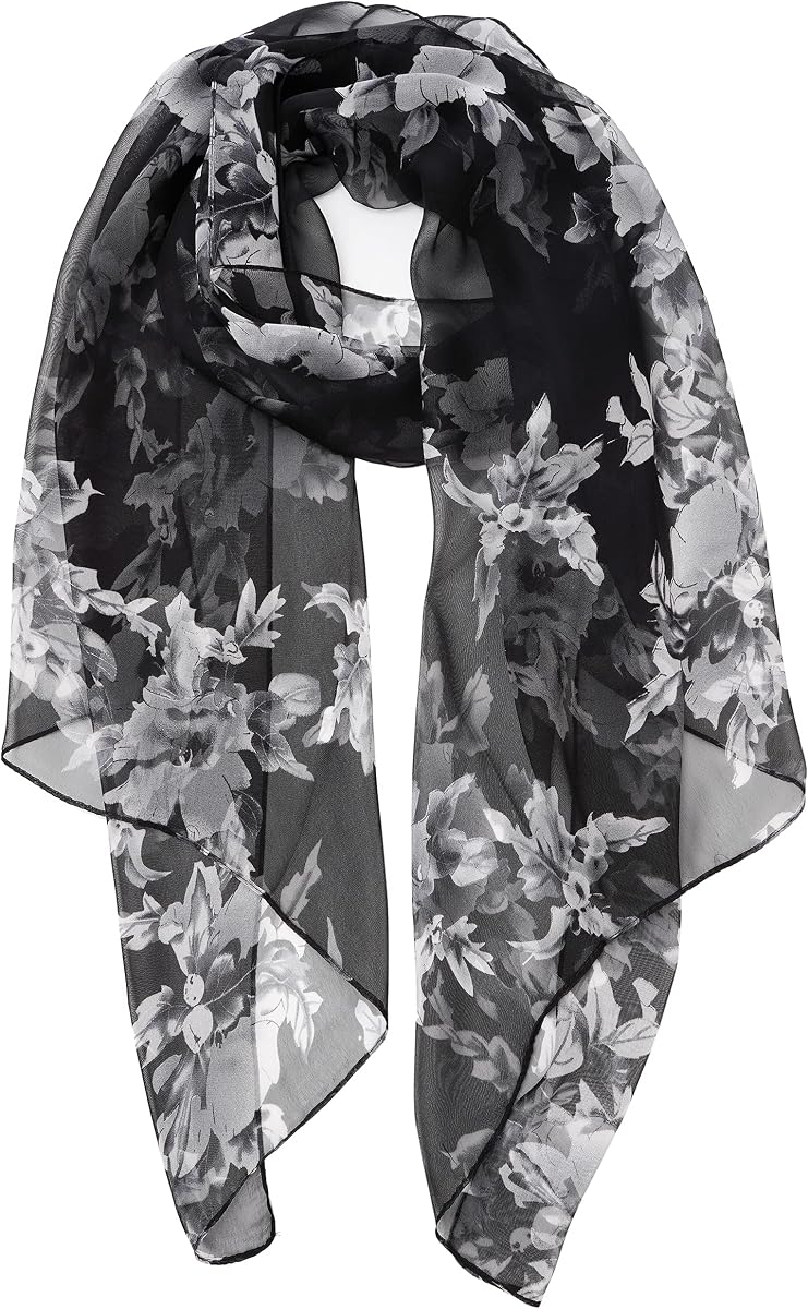 YOUR SMILE Bufanda chal ligera con estampado floral para mujer/mezcla de colores sólidos para la temporada primavera verano