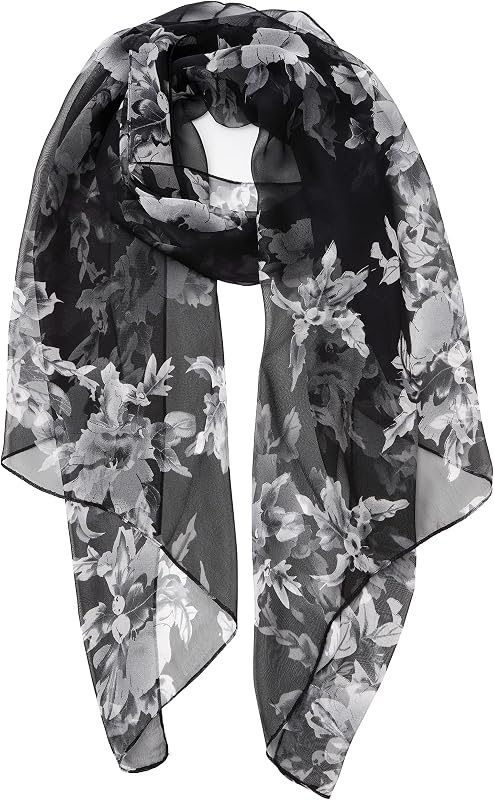 YOUR SMILE Bufanda chal ligera con estampado floral para mujer/mezcla de colores sólidos para la temporada primavera verano
