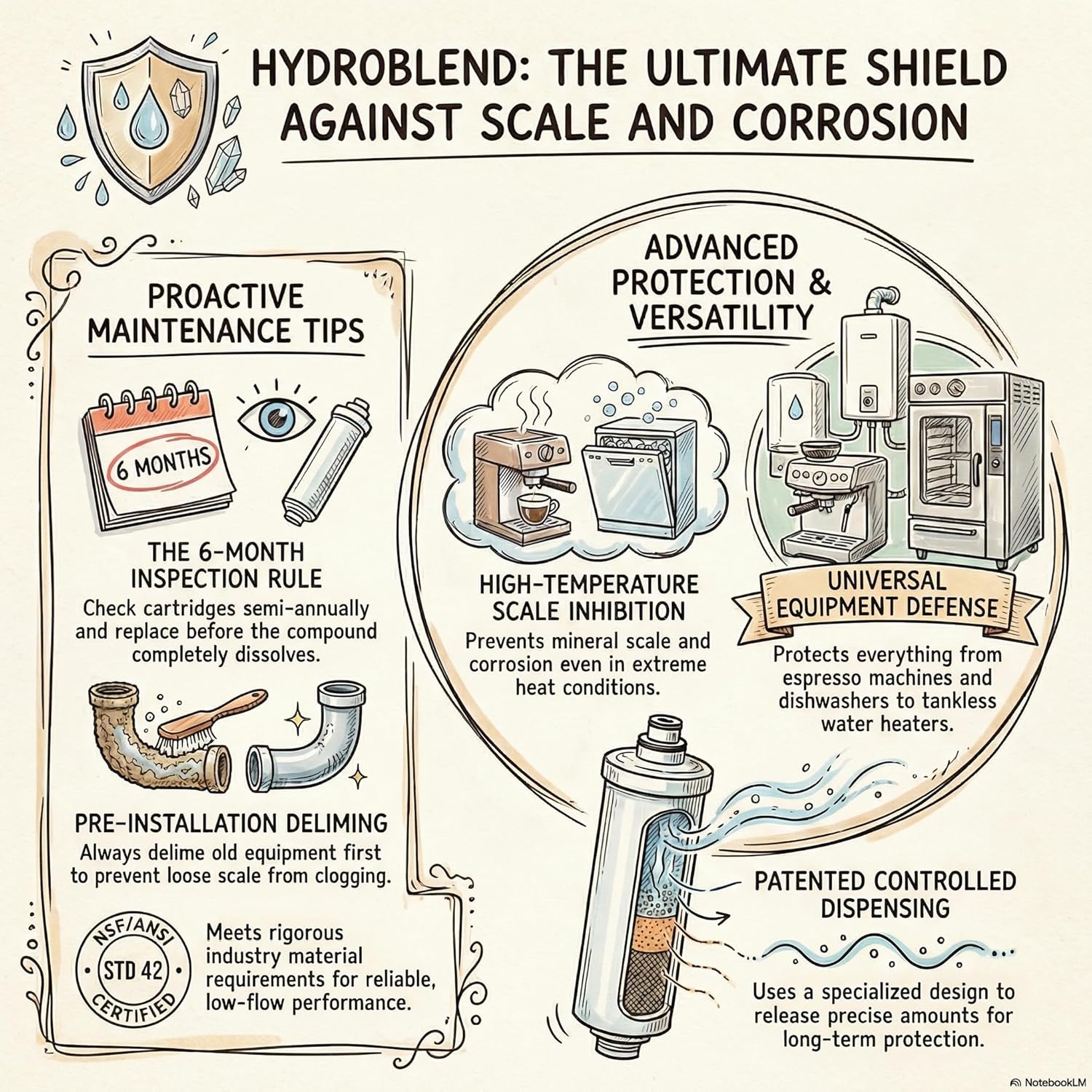 ScaleStick SS-10 Anti-Scale System with HB Filter, NSF Certified, Limescale Prevention, Corrosion Protection for Coffee Machines, Dishwashers, Water Heaters