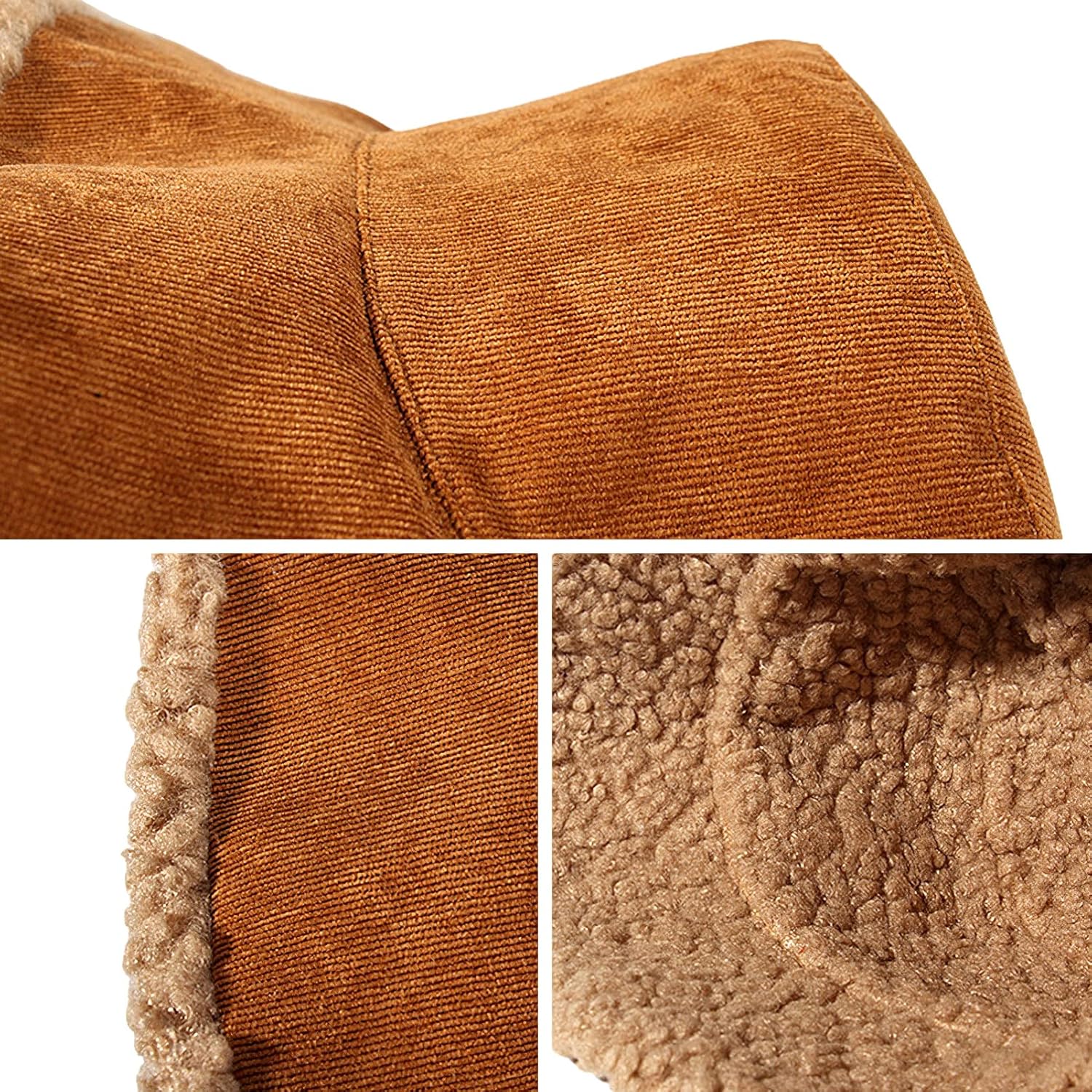 Winter Warm Corduroy Bucket Hat Fleece Reversible Fluffy Plush Thick Fisherman Cap Wind Protection Hat for Women Girl - Image 3