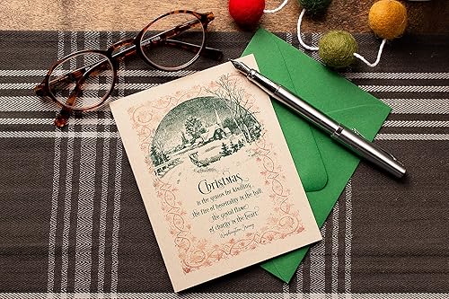 Miniatura 5 de Christmas Cards Boxed Set, Washington Irving Quote, 8 Bookish Holiday Notecards with Envelopes, Blank Inside