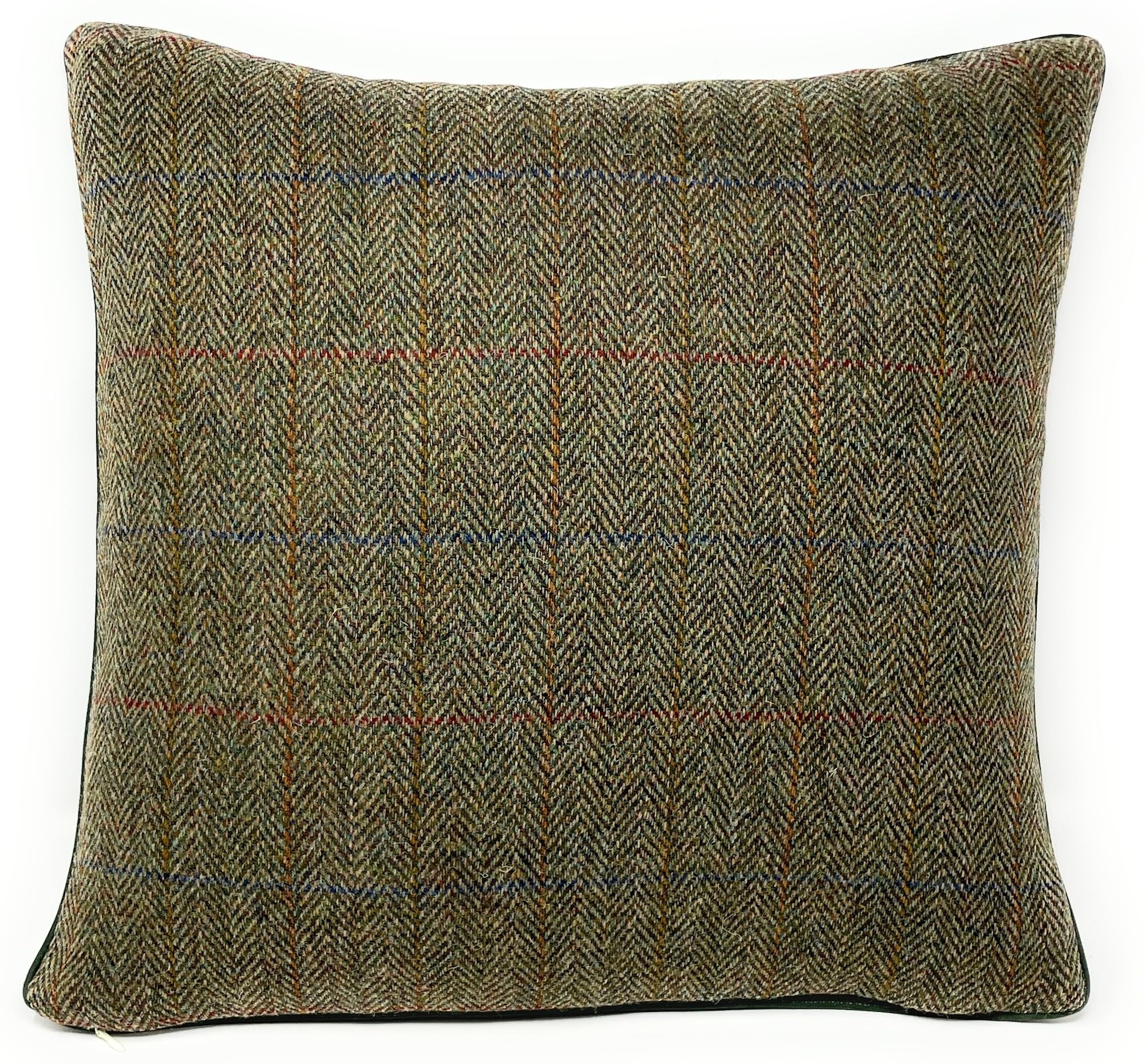 Harris Tweed Kissenbezug, Fischgrätenmuster, quadratisch, Grün