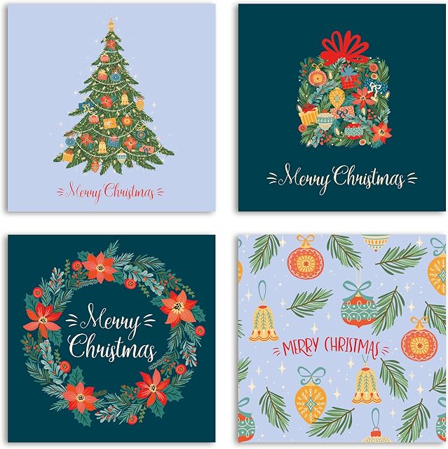 The Heritage Press Pack of 20 Christmas Cards for Family and Friends - 'Folk Christmas' Eco-friendly
