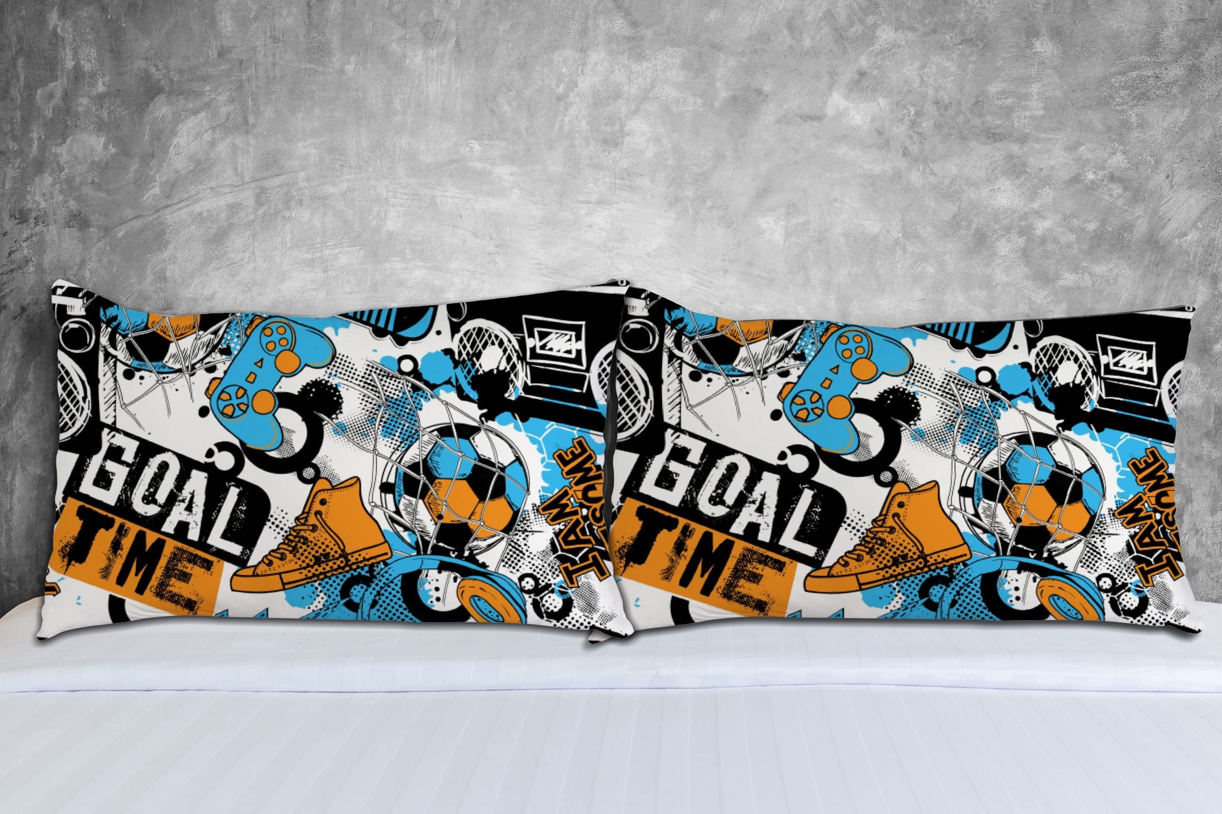 Lunarable Sport-Kissenbezug Mit US-Flaggen-Fußballmotiv – 66x40,6 Cm, Aus Polyester, Doppelseitig Bedruckt, Mit Reißverschluss
