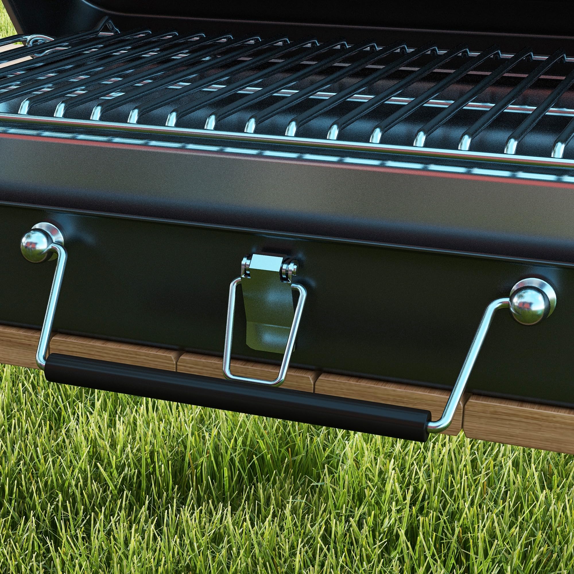 Outsunny Mini barbecue à charbon BBQ portable avec coque de valise barbecue de table pliable pour jardin, camping, pique-nique, dim. 47L x 30l x 28H cm noir