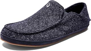Moloa Hulu Men's Wool-Blend Slippers, Soft & Heathered Knit Slip On Shoes, Suede Leather Foxing, Drop-In Heel Design