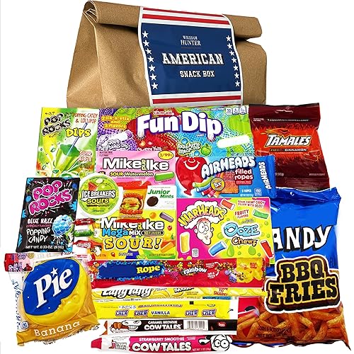 William Hunter American Sweets Gift Bag - Wide Selection Sweet Hamper, Great Value American Sweet Hamper for Children or Adults, Mystery Box of Iconic American Candy - Large