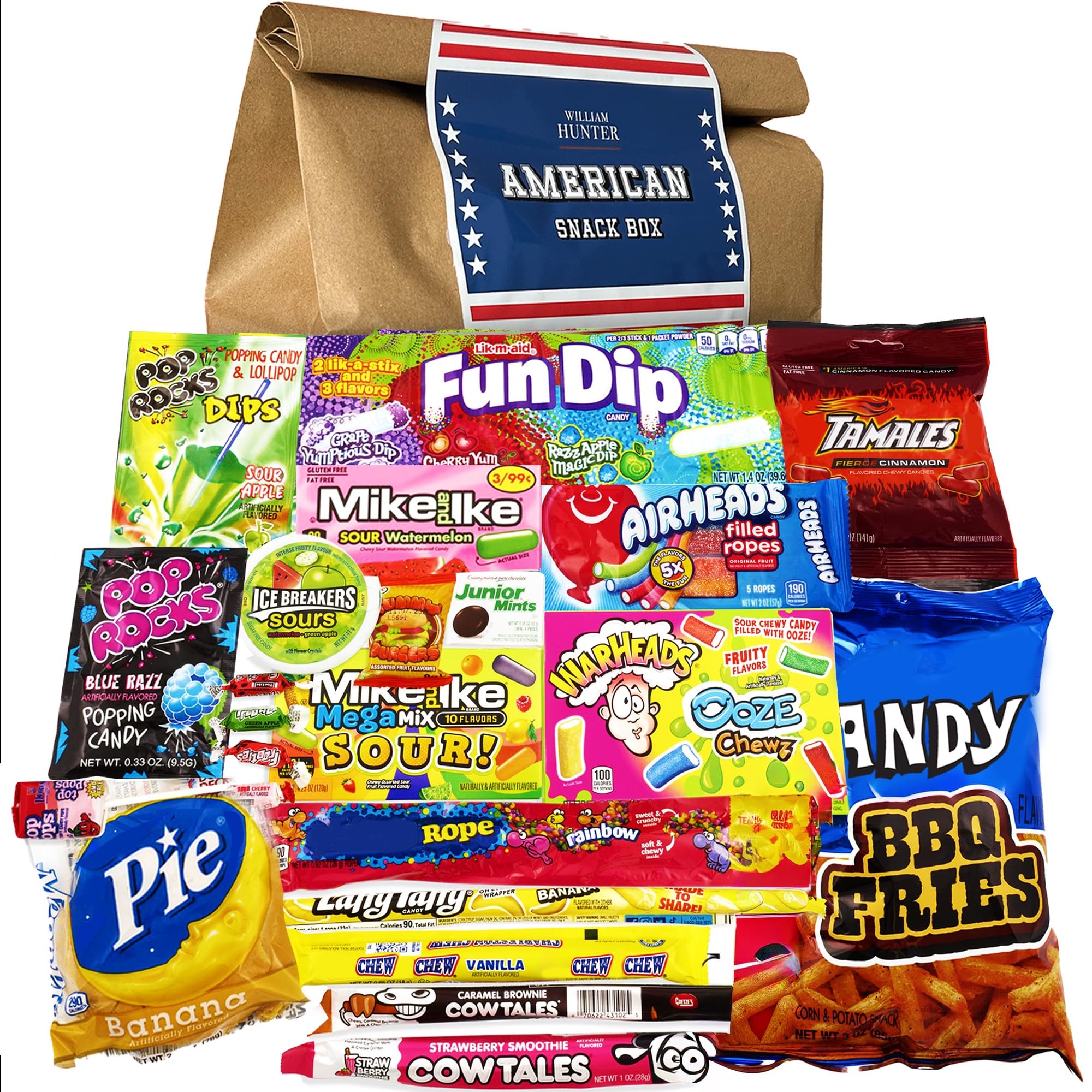 William Hunter American Sweets Gift Bag - Wide Selection Sweet Hamper, Great Value American Sweet Hamper for Children or Adults, Mystery Box of Iconic American Candy
