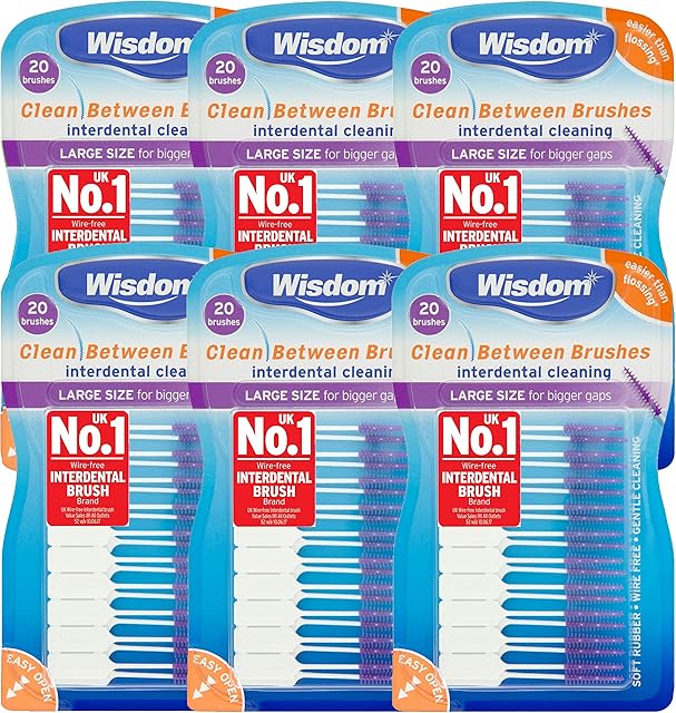 Wisdom Clean Between Interdental Large Purple Brushes - Pack of 6, Total 120