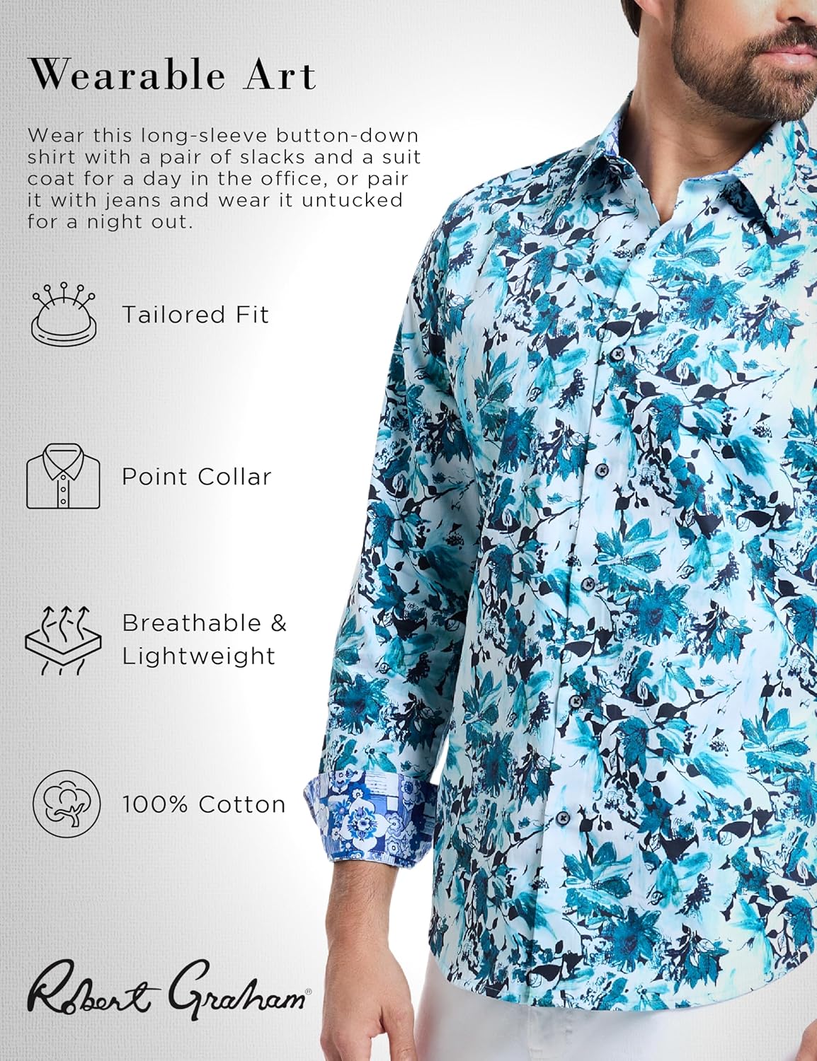 Robert Graham Mens Miren Long Sleeve Button Down Woven Shirt - Image 2