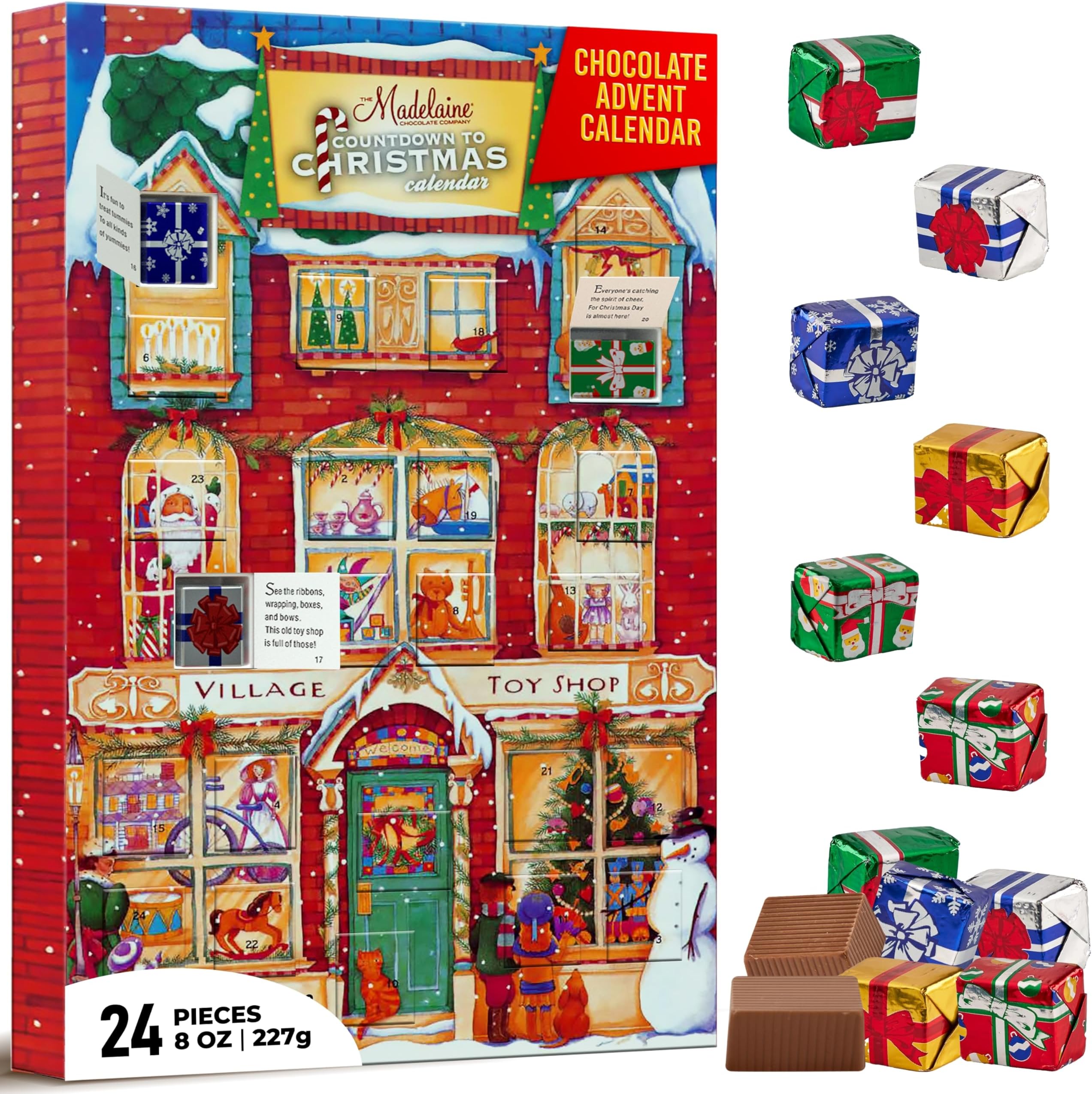 Madelaine Chocolate Advent Calendar With 24 Premium Milk Chocolates - 8 oz (227 grams)