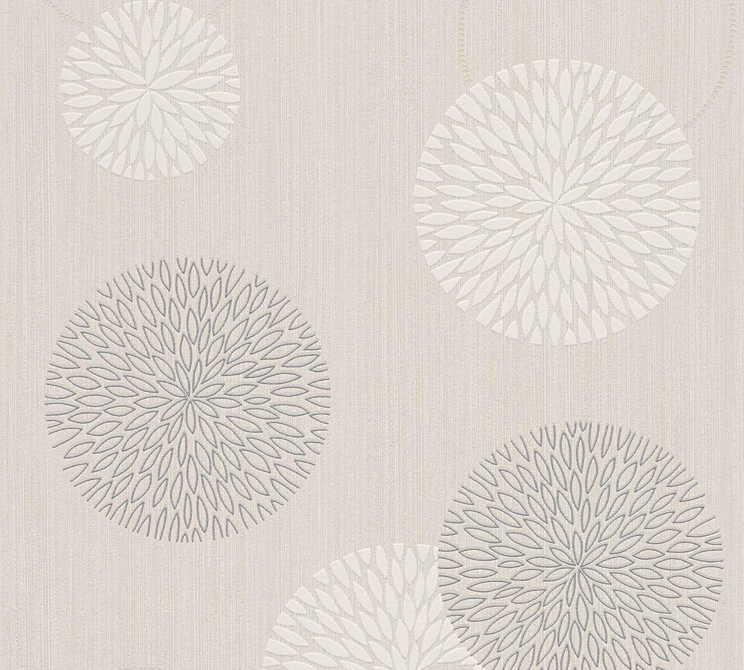 A.S. Création Non-Woven Wallpaper Spot Wallpaper with Flowers 10.05 m x 53 cm Beige Cream Metallic Made in Germany 937912 93791-2
