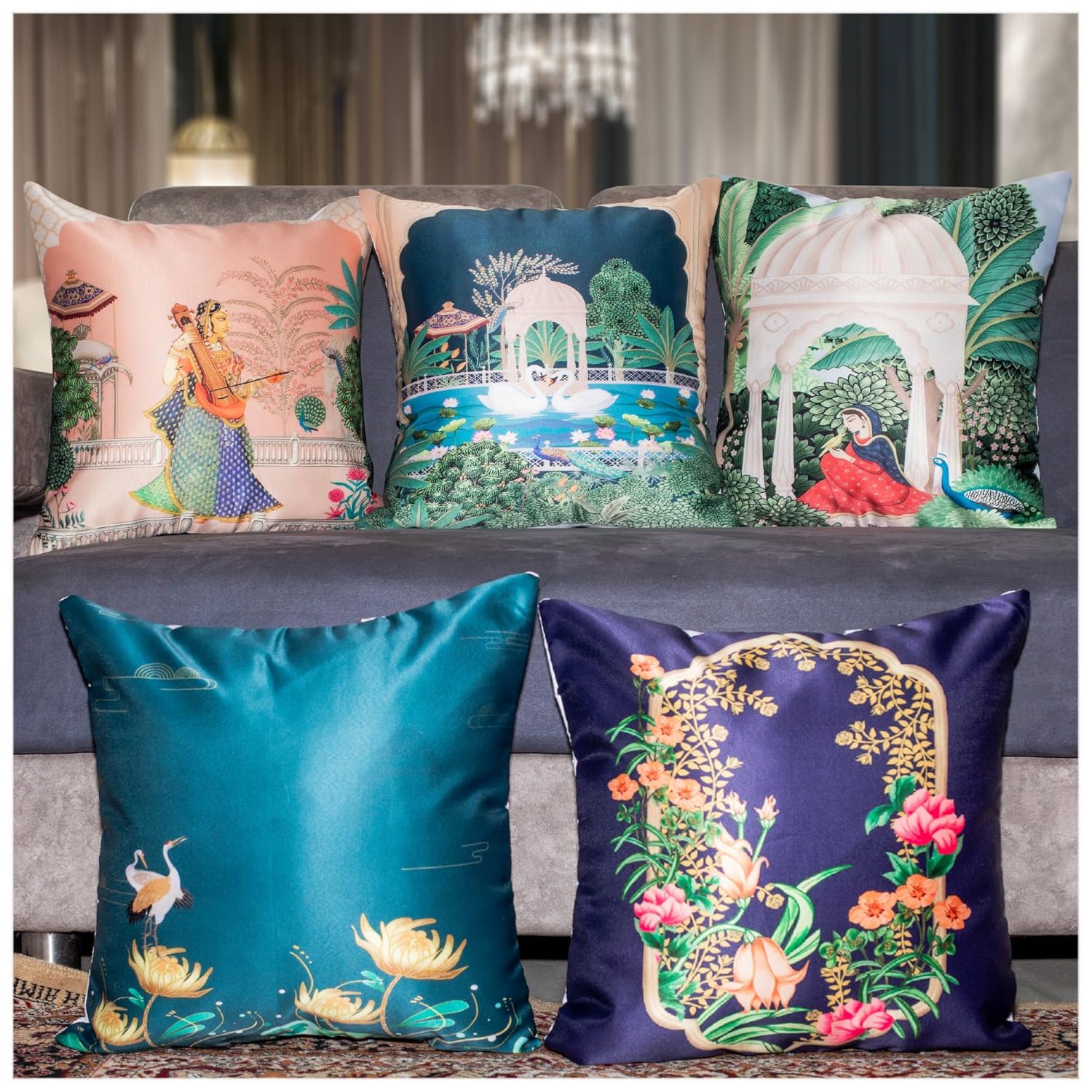 Buy Vendola Decorative Satin 250TC Sofa Cushion Pillow Covers