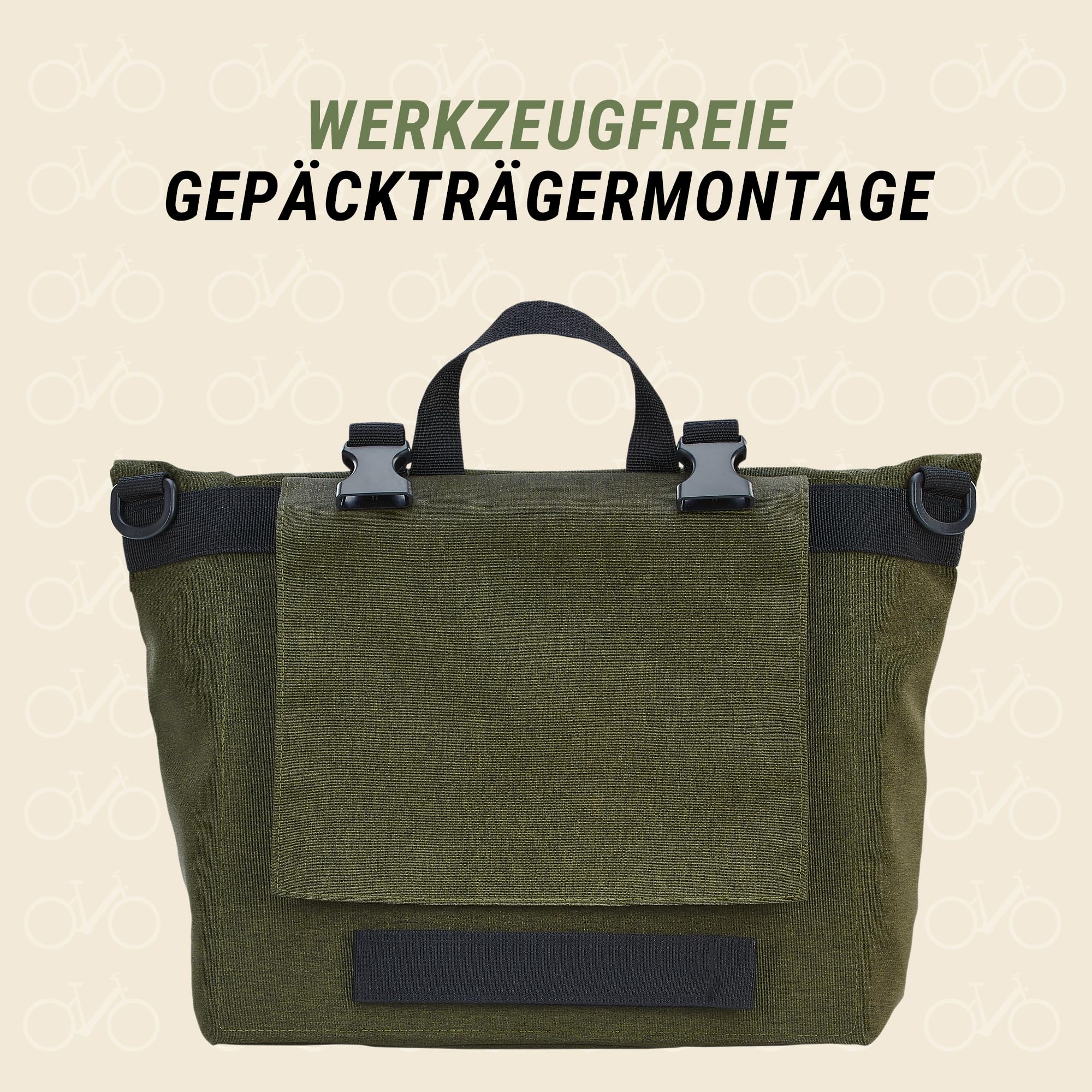 Prophete Borsa laterale per bicicletta, 10 litri, 29,5 x 26 cm, impermeabile, verde