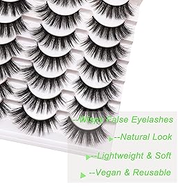 Losha Eyelashes Natural Look Faux Mink Lashes Pack Handmade Wispy False Eyelashes 14 Pairs Eye Lashes (F64)