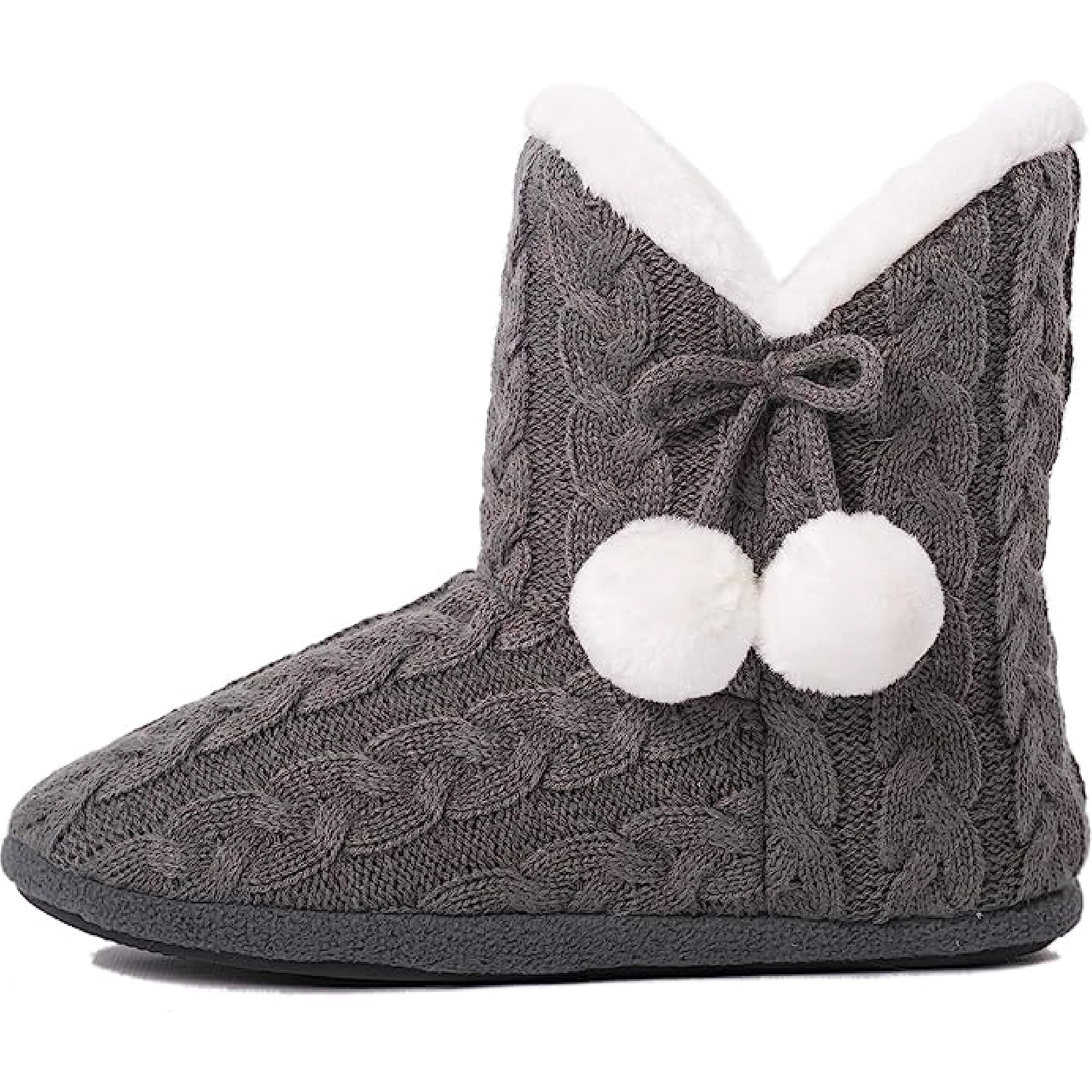 AIREE FAIREE Women's Grey Fuzzy Slipper Boots (Large US 9-10)